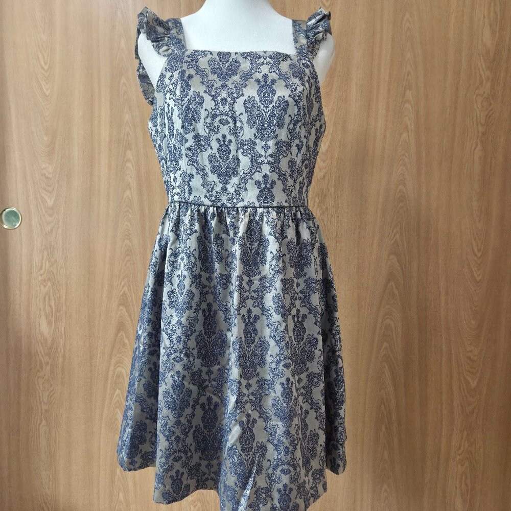 Altar'd State Navy and Silver Floral Dress